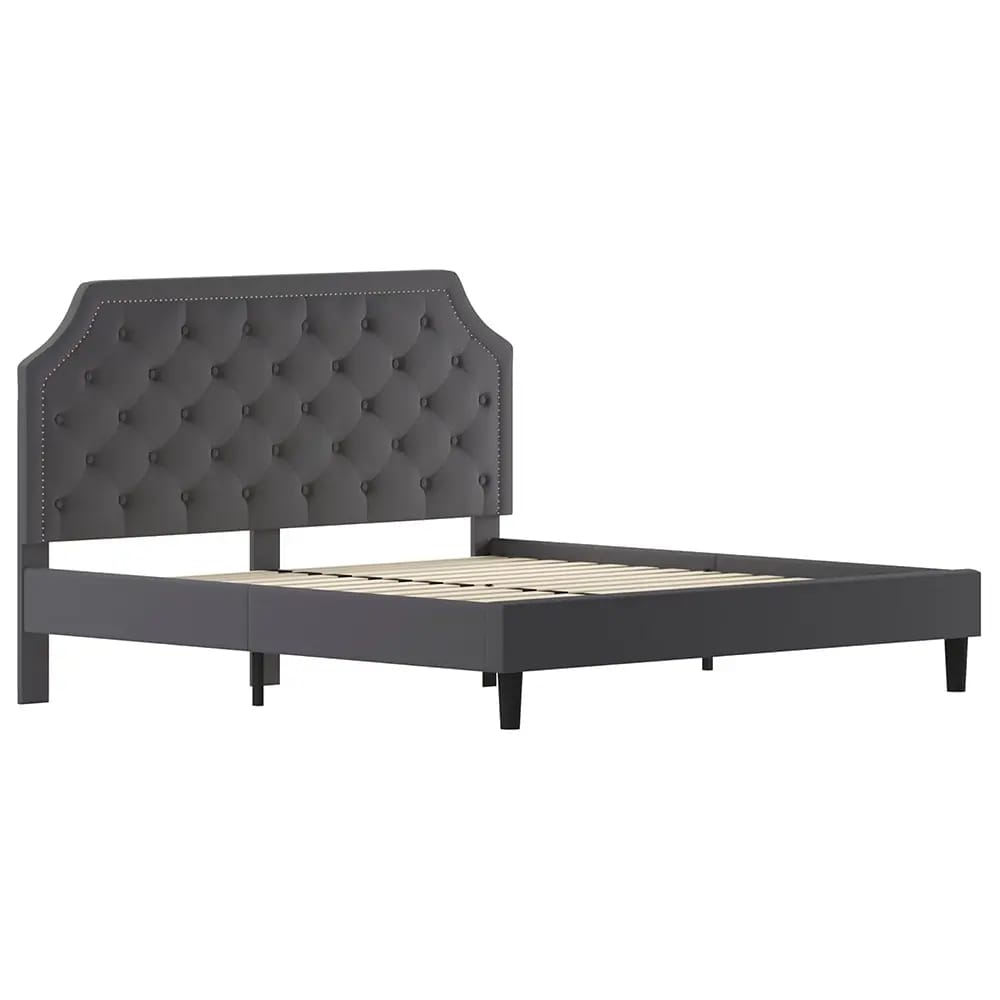 Brighton Arched Tufted Upholstered Platform Bed, King, Dark Gray
