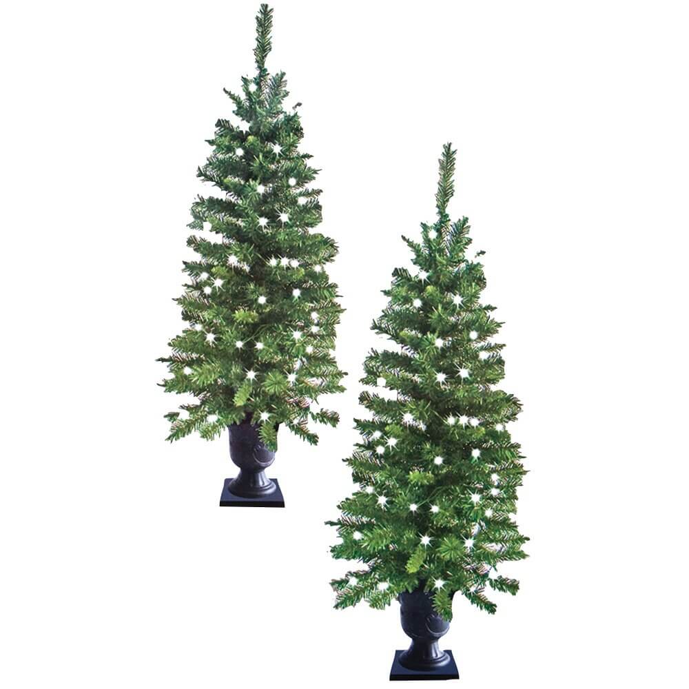 48" Artificial Lighted Porch Christmas Trees, Set of 2