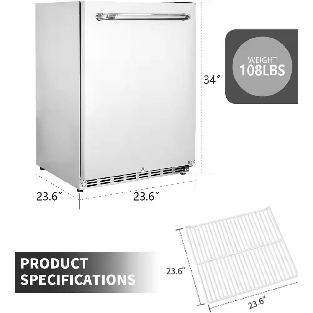 HCK 5.12 cu. ft. Stainless Steel Undercounter Beverage Refrigerator