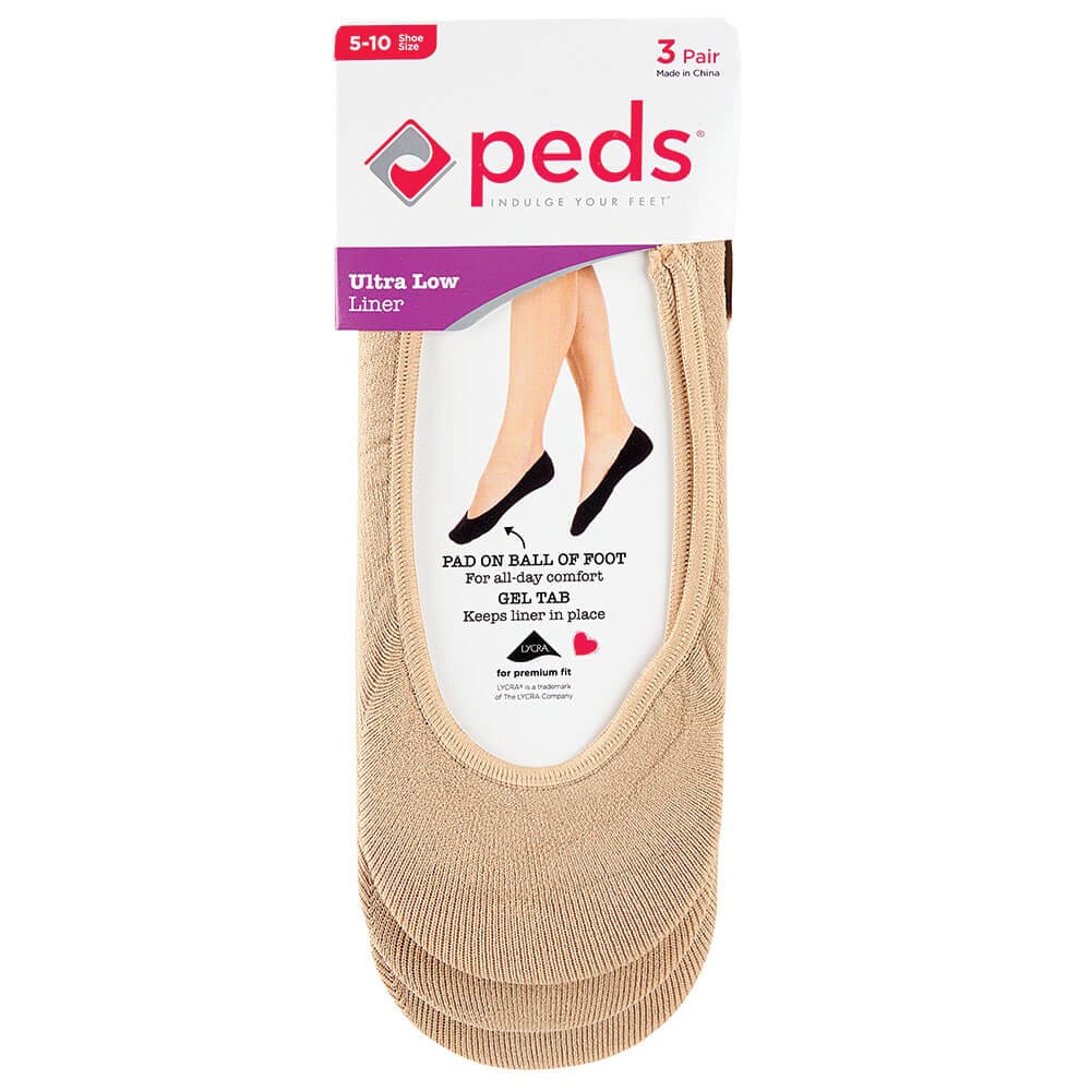 Peds Ultra Low Liner Socks, 3 Pair