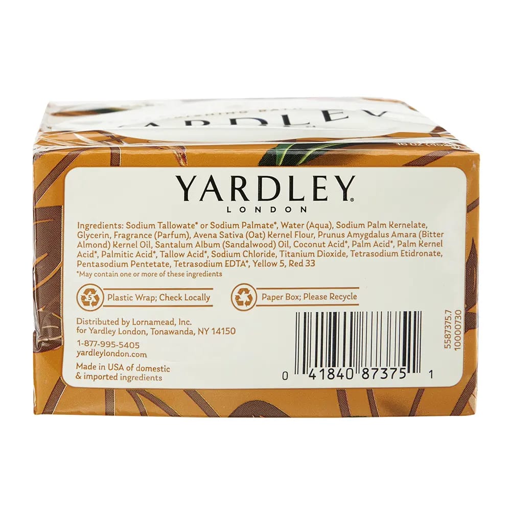 Yardley London Oatmeal & Almond Bar Soap, 4 Count