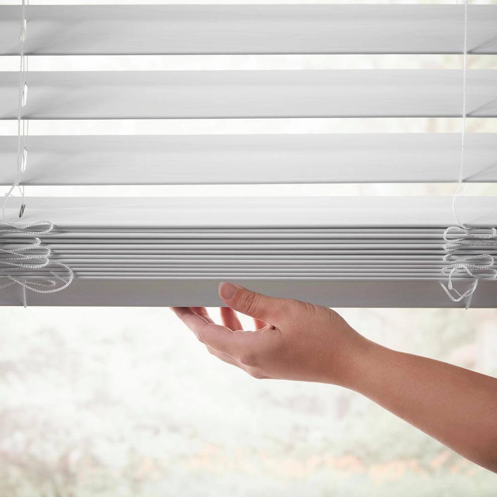 Cordless Faux Wood Blinds with 2" Slats, White, 31" x 64"