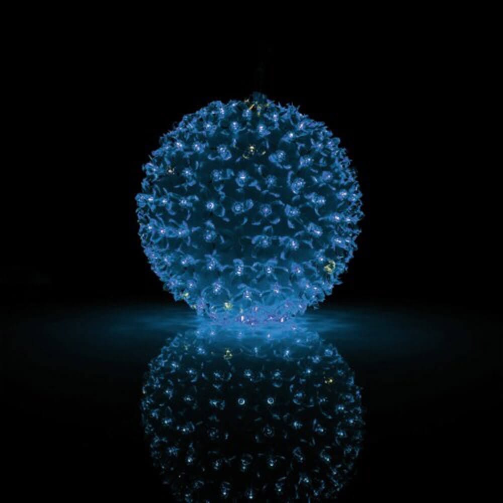 Alpine 8" Twinkling Sphere Christmas Ornament with Blue & Cool White LED Lights