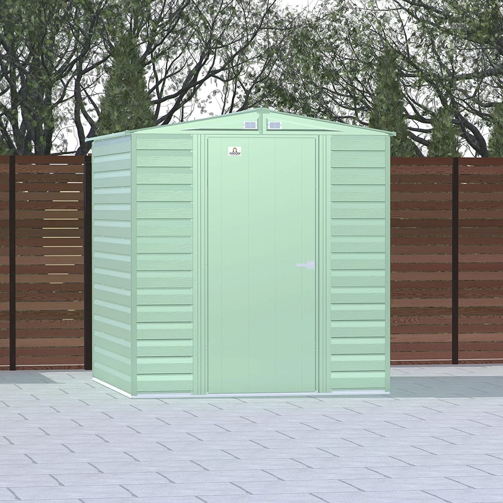 Arrow Select 6' x 7' Galvanized Steel Storage Shed, Sage Green