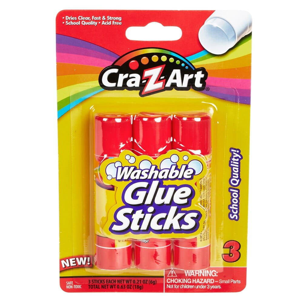 Cra-Z-Art Washable Glue Sticks, 3 Count