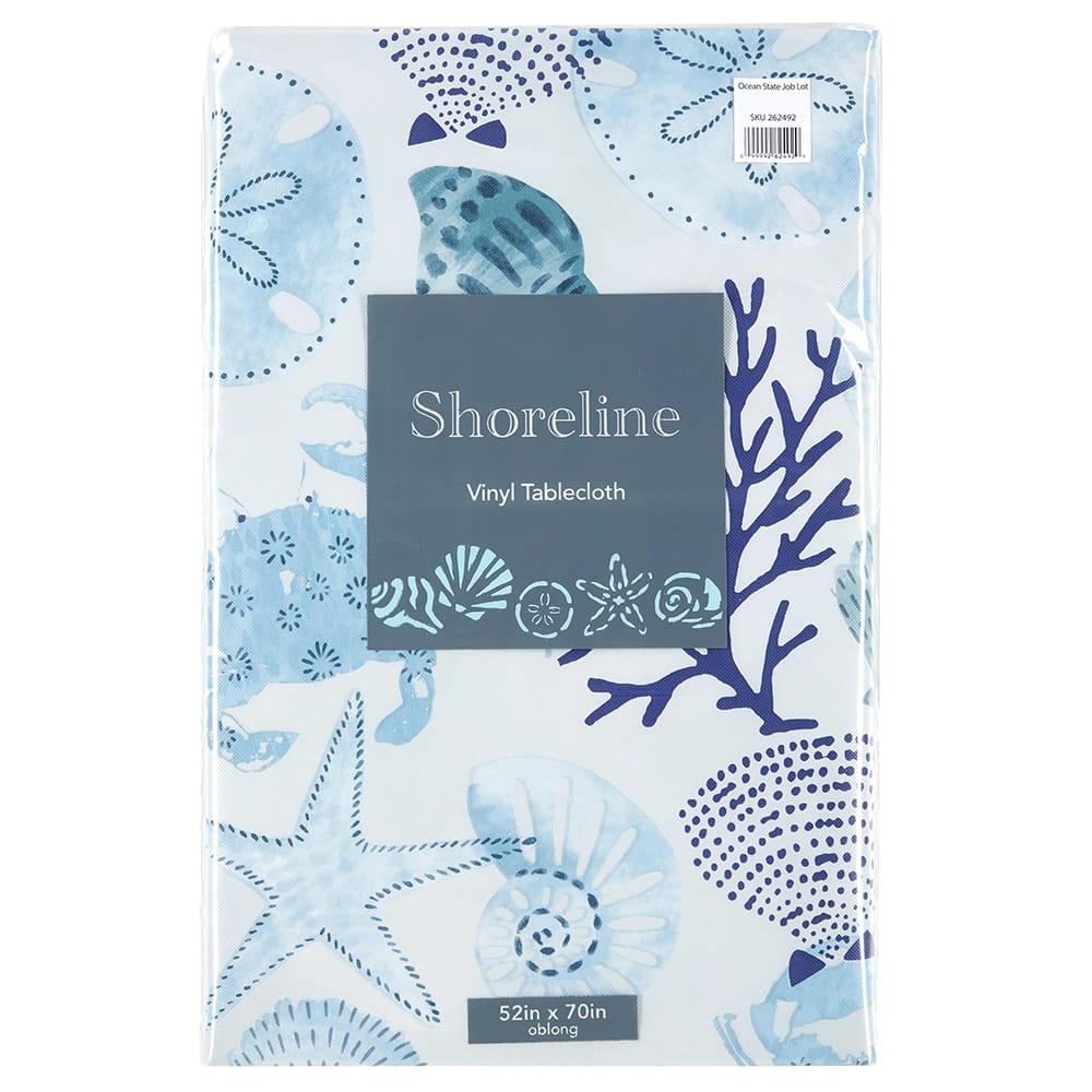 Coastal Vinyl Tablecloth with Flannel Backing