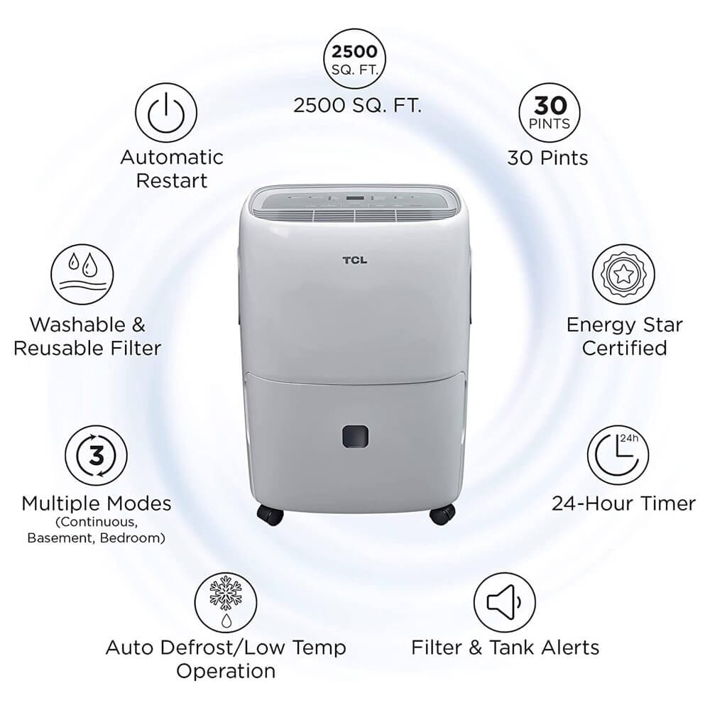 TCL 30 Pint Electronic Dehumidifier