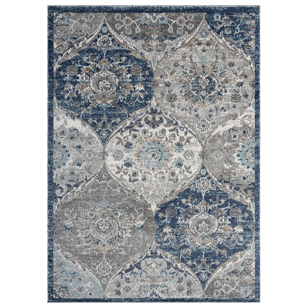 Euston 8'6" x 12'5" Traditional Area Rug, Blue/Cream