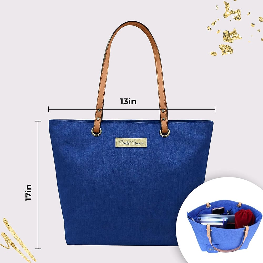 PortoVino Canvas Wine Purse, Royal Blue