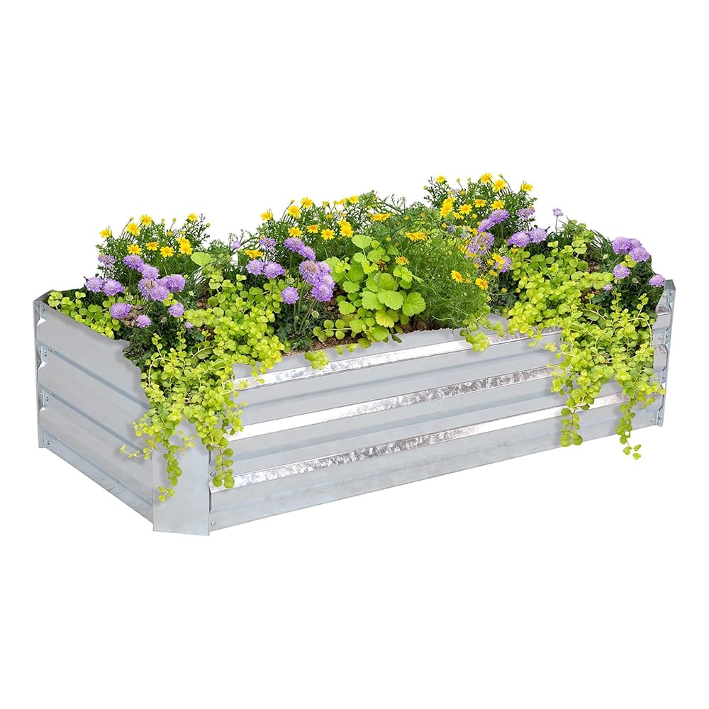 Sunnydaze 48" x 24" Galvanized Raised Garden Bed