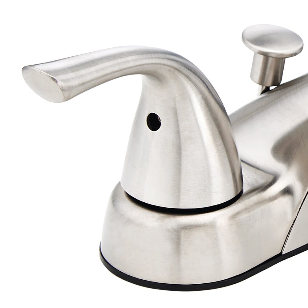 Peerless Short Spout Dual-Handle Centerset Bathroom Faucet with Pop-Up, Brushed Nickel