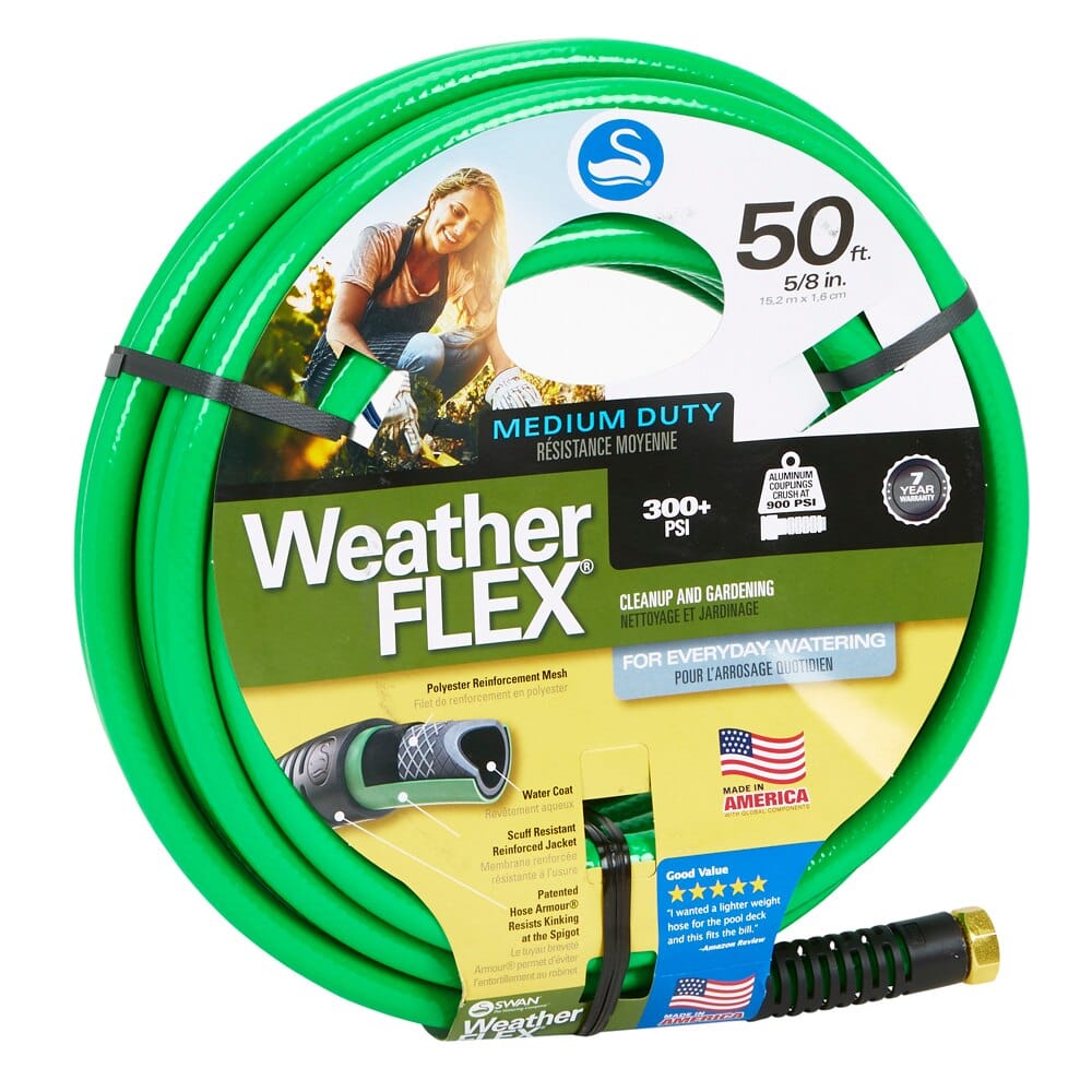 Swan 5/8" Medium-Duty Weather Flex Garden Hose, 50'