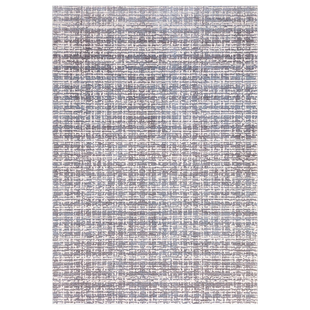Hazel Collection 9' x 12' Grid Area Rug, Blue, Ivory & Gray