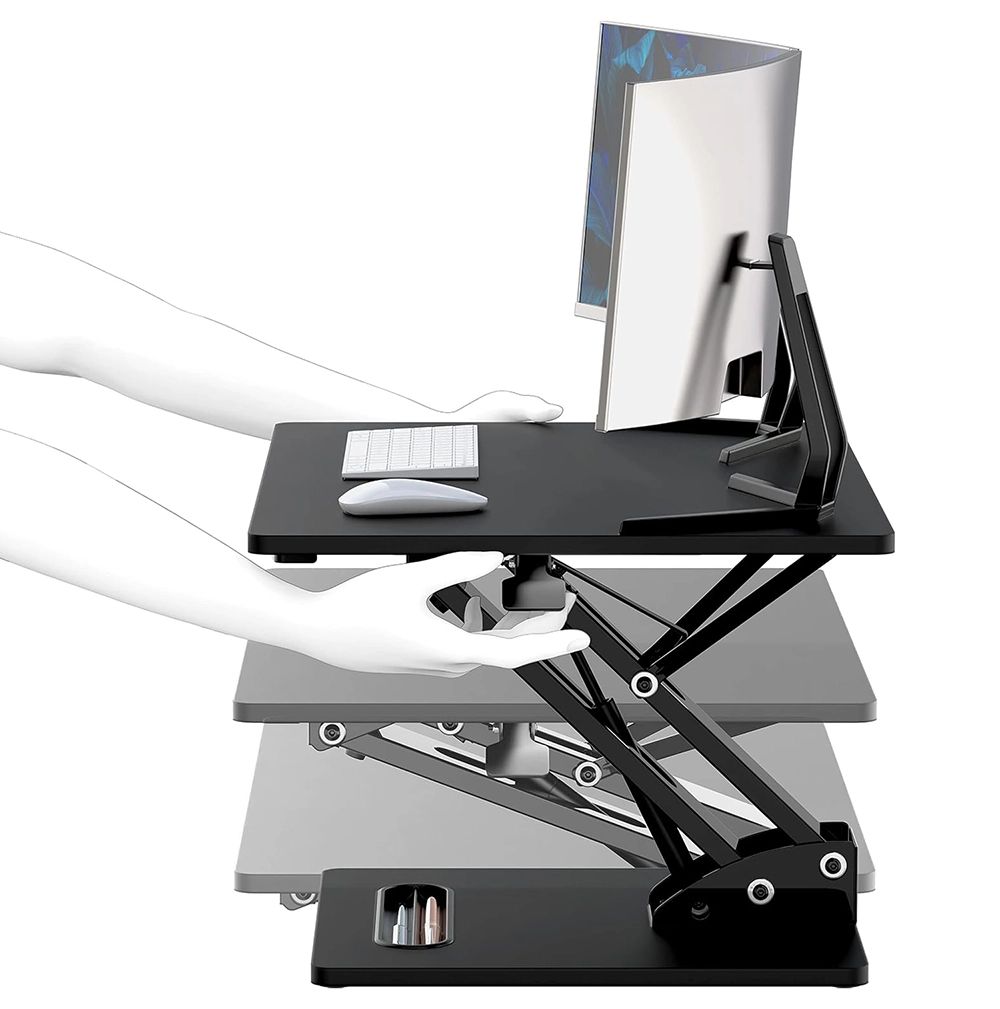 SHW 28" Over Desk Height Adjustable Standing Desk, Black