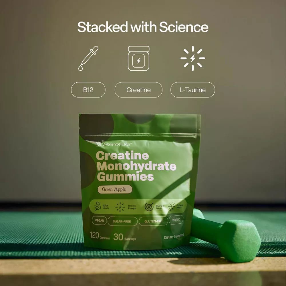 Vybrance Labs Creatine Monohydrate Gummies, Green Apple, 120 ct