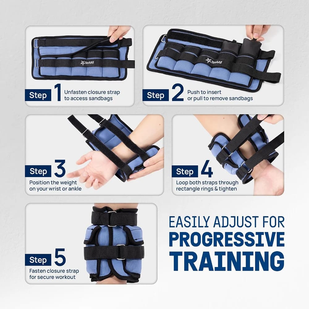 Yes4All Adjustable Wrist & Ankle Weights, 3.5/5 lb