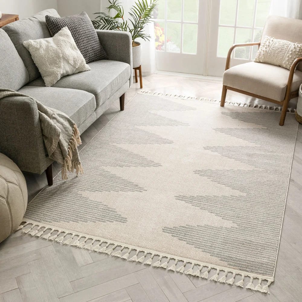 Well Woven 7'10" x 10'6" Loop-De-Loop Zipped Tribal Aztec Geometric Kilim Style Area Rug, Gray/Ivory