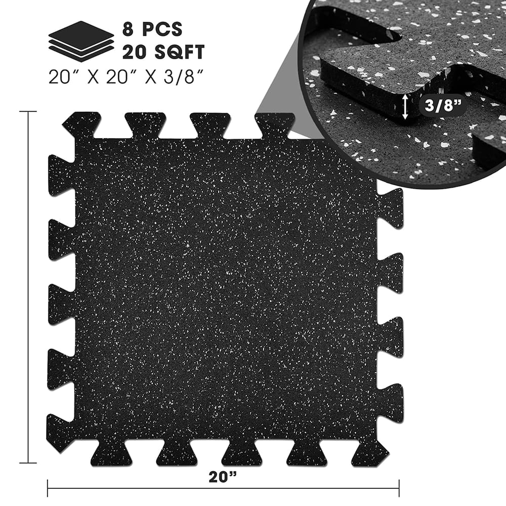 Yes4All High Density Interlocking Rubber Floor Tiles, Gray