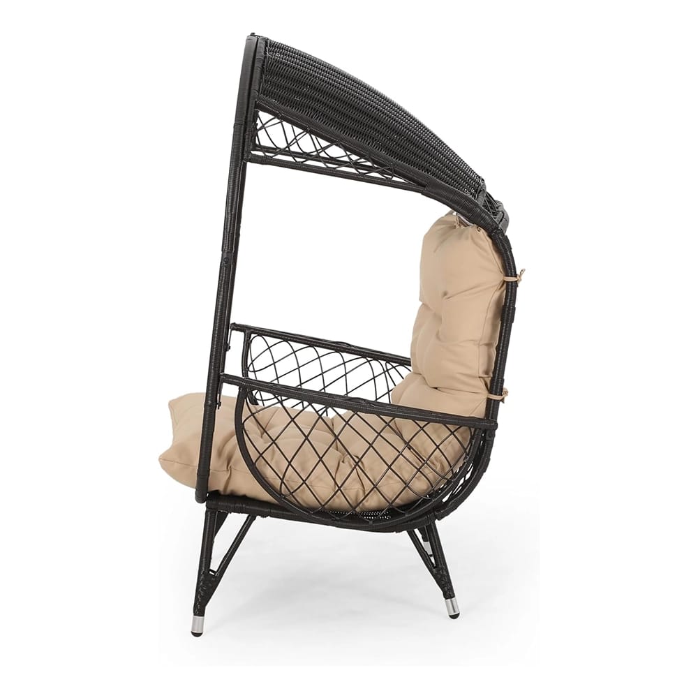 Outdoor Wicker Basket Chair with Cushions, Brown