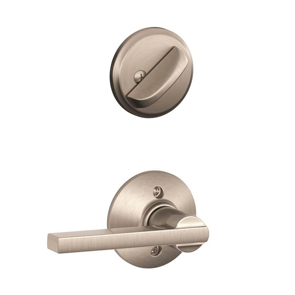 Schlage Latitude Interior Door Lever with Deadbolt, Satin Nickel