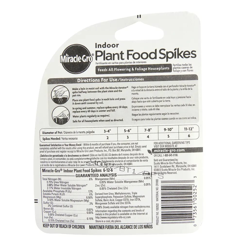 Miracle-Gro Indoor Plant Food Spikes, 1.1 oz