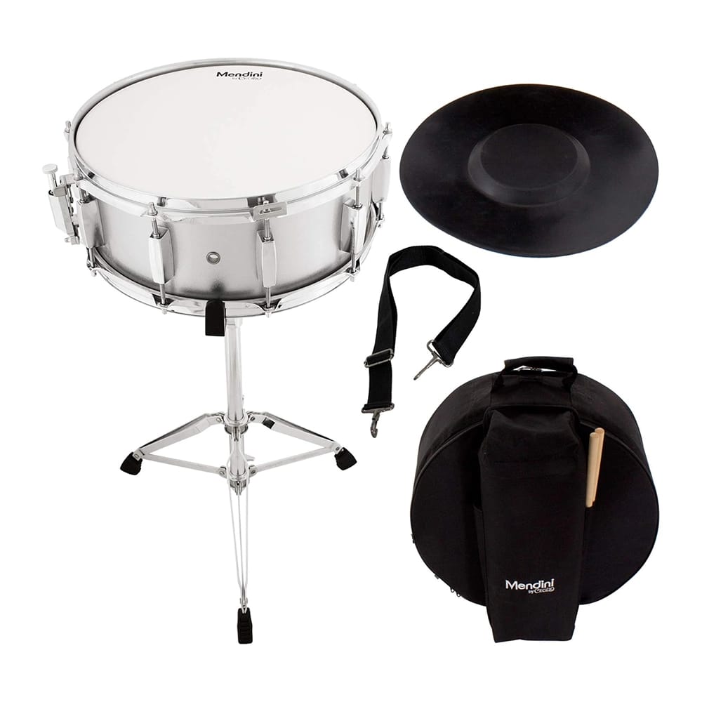 Mendini Student Snare Drum Set, Silver