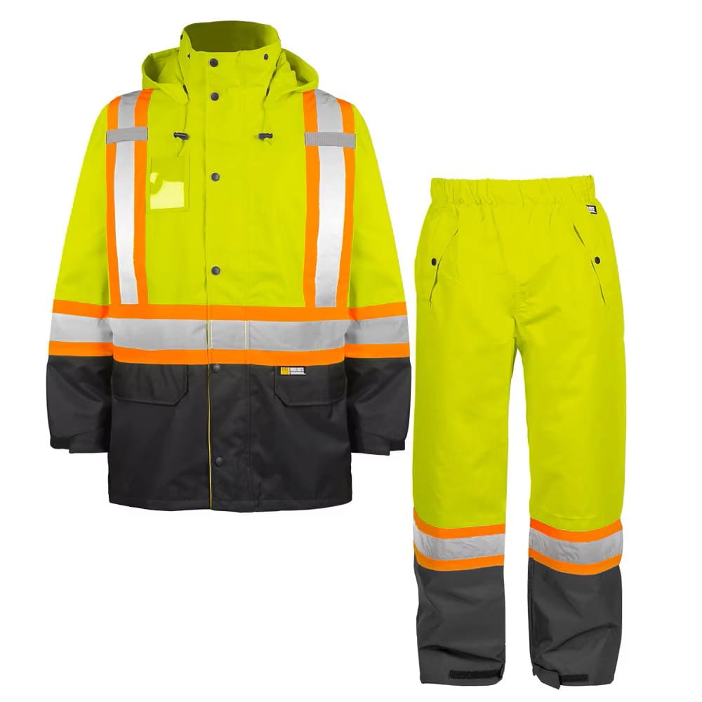 Holmes Workwear Hi-Vis Rainsuit, Yellow, Medium