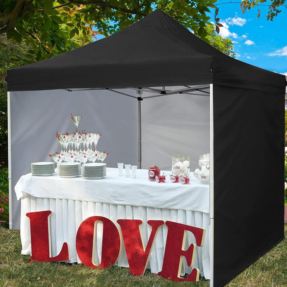 10' x 10' Pop-Up Canopy Tent with 4 Sidewalls, Black