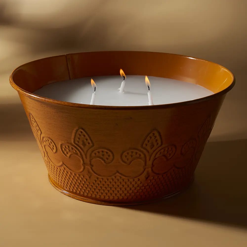 Embossed Citronella Candle, 25 oz, Orange