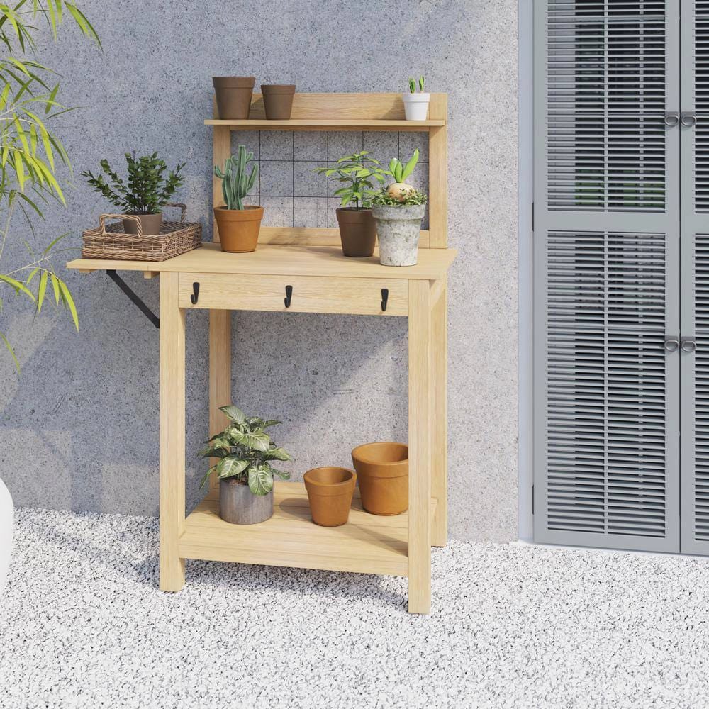 TK Classics Outdoor Acacia Wood Potting Bench