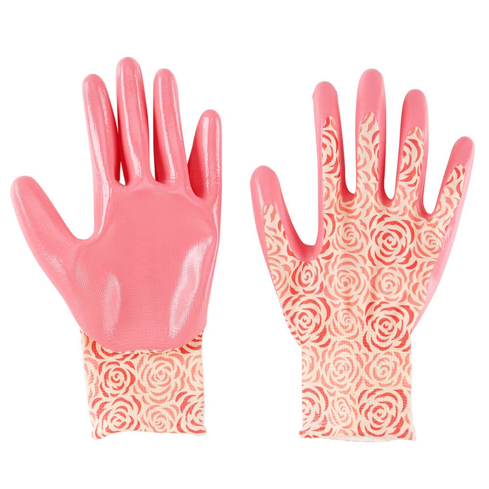 Garden Grove Women's Nitrile Pink Floral Print Garden Glove