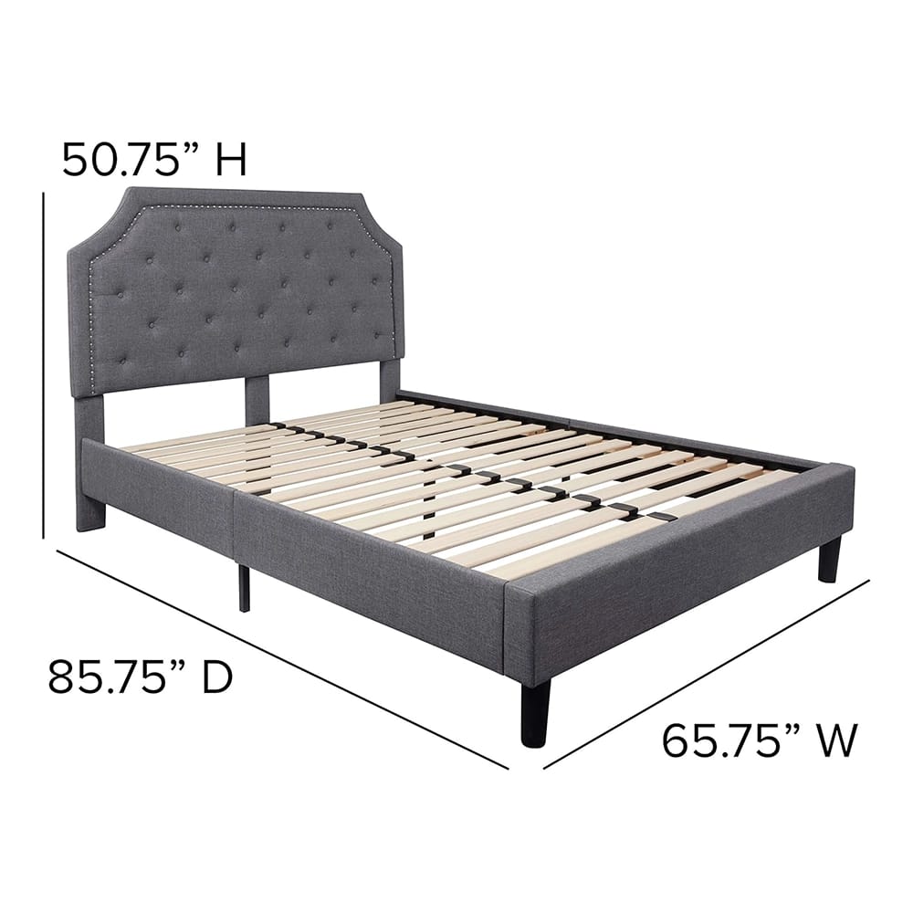 Brighton Tufted Upholstered Platform Bed, Queen, Light Gray