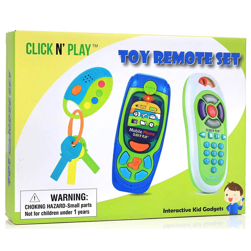 Click N' Play Pretend Play Cell Phone, TV Remote & Car Key Accessory Play Set