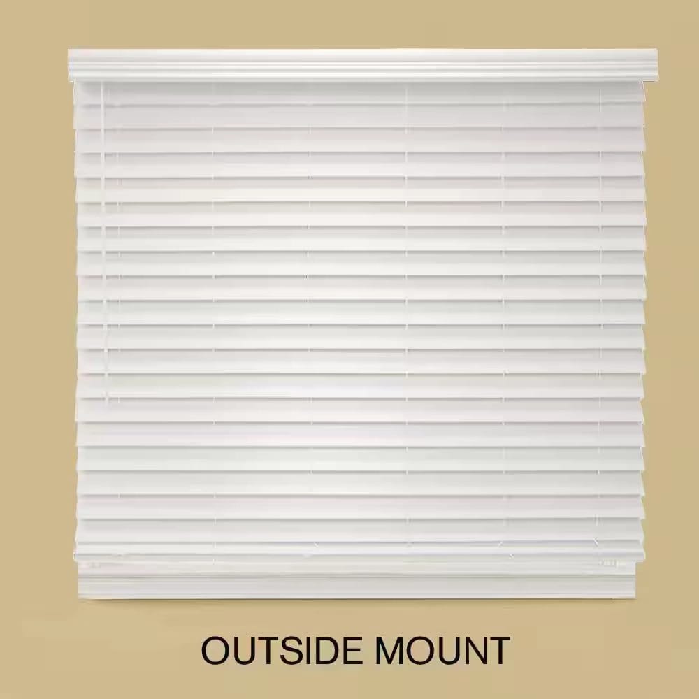 Cordless Premium Faux Wood Blinds with 2.5" Slats, White, 36" x 64"