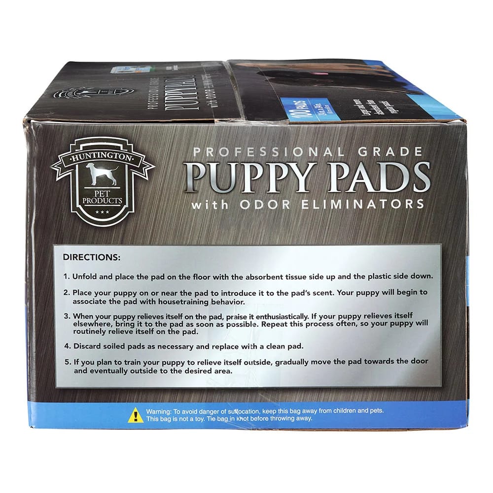 Huntington Pet Products Professional Grade 24" x 24" Puppy Pads with Odor Eliminators, 100 Count