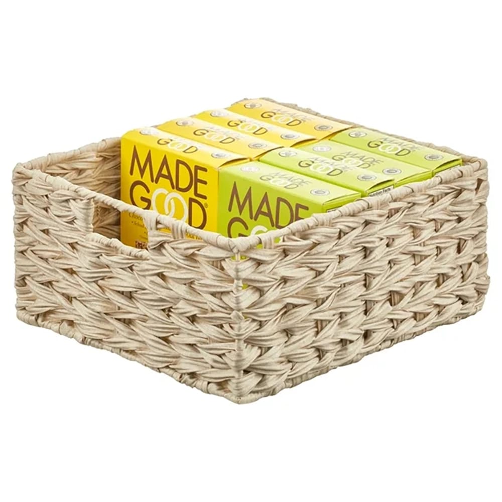 mDesign Woven Pantry Storage Basket Box, Cream, 3 Pack