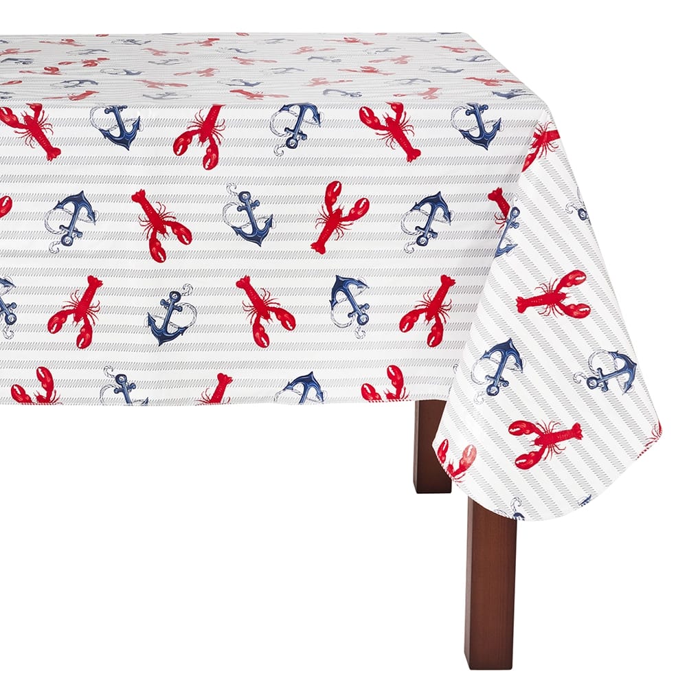 Coastal Vinyl Tablecloth with Flannel Backing