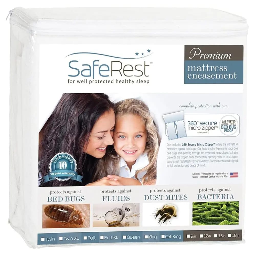 SafeRest Zippered Waterproof Mattress Protector, California King