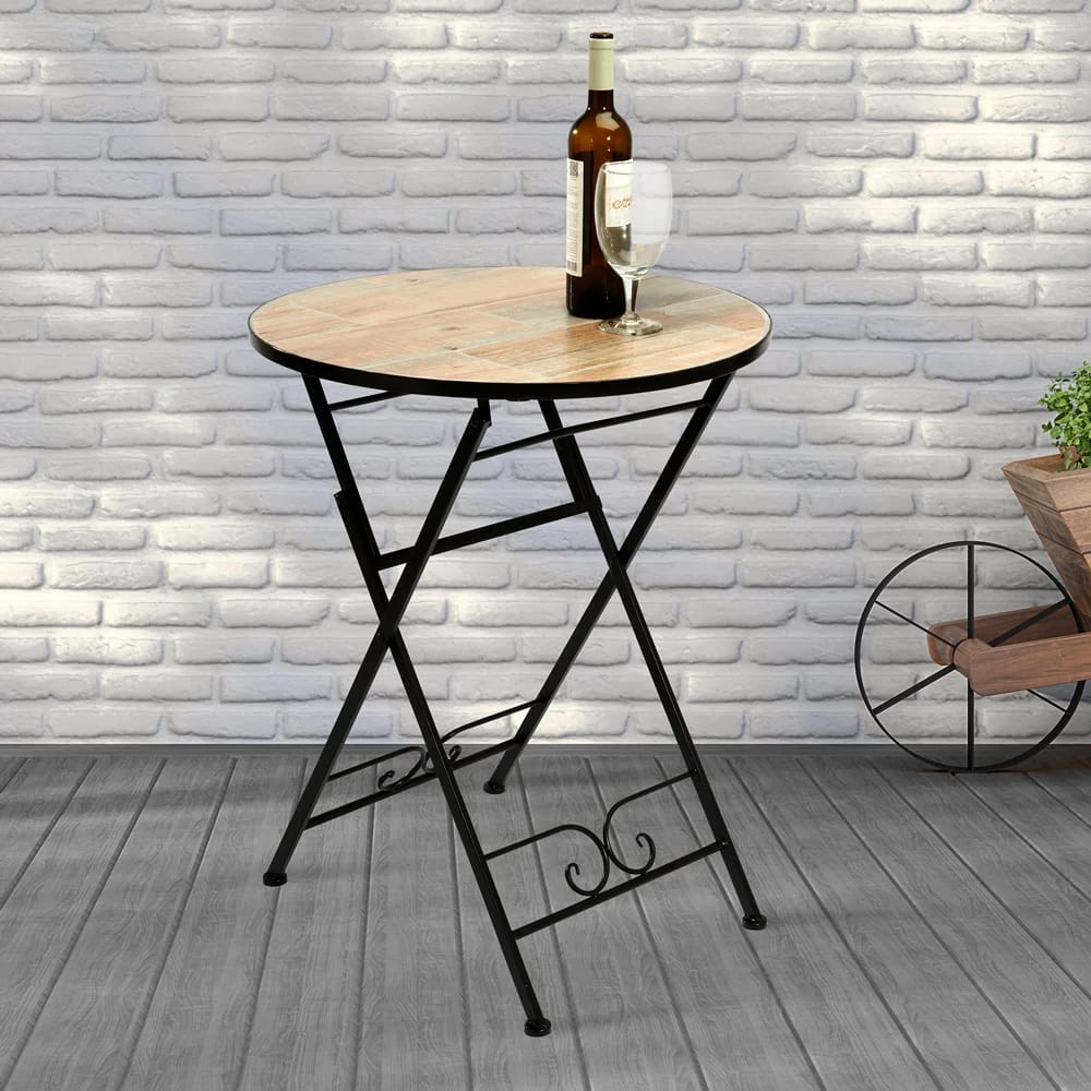 Wood-Look Tile-Top Bistro Table