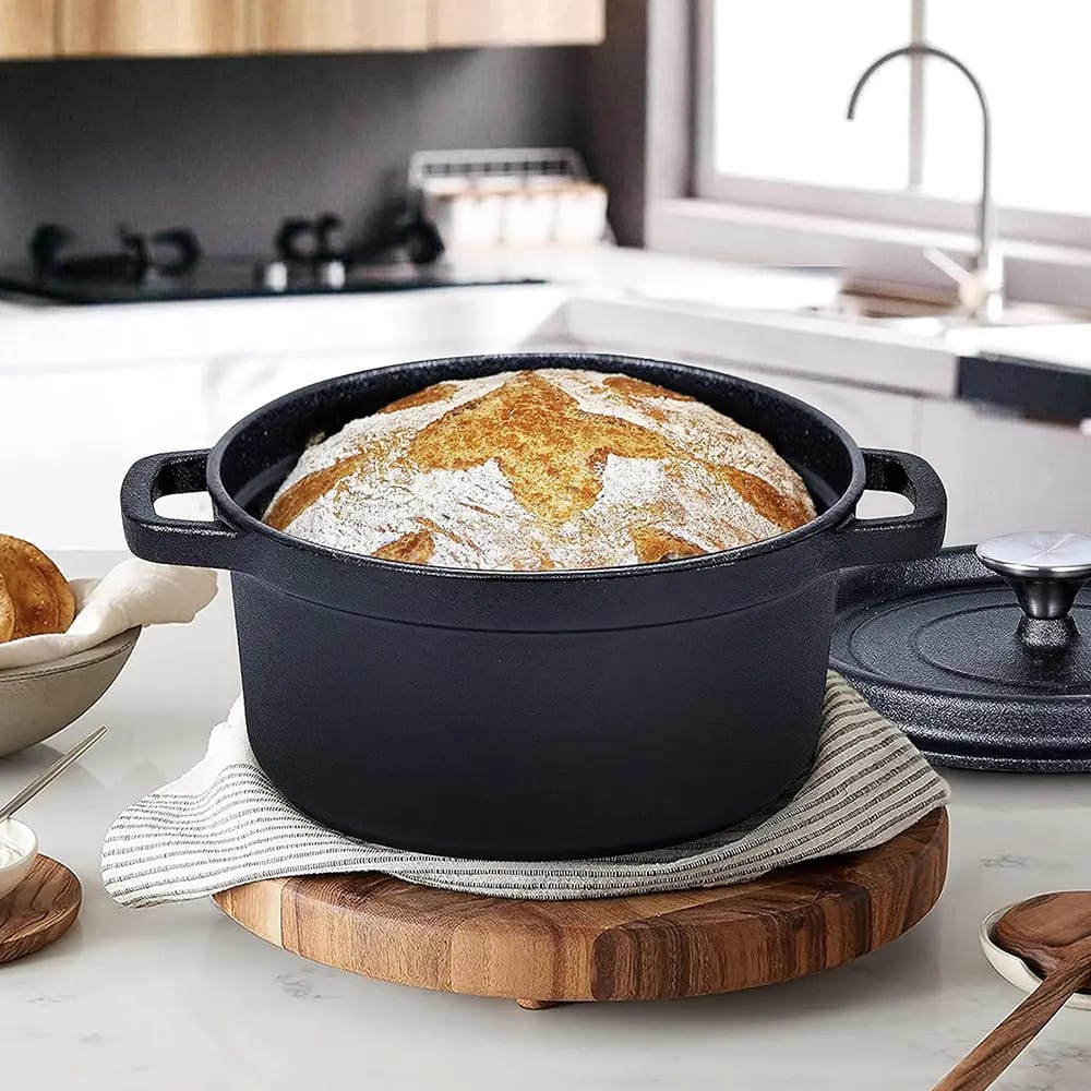 Bruntmor 6.5 Quart Pre-Seasoned Cast Iron Dutch Oven, Black