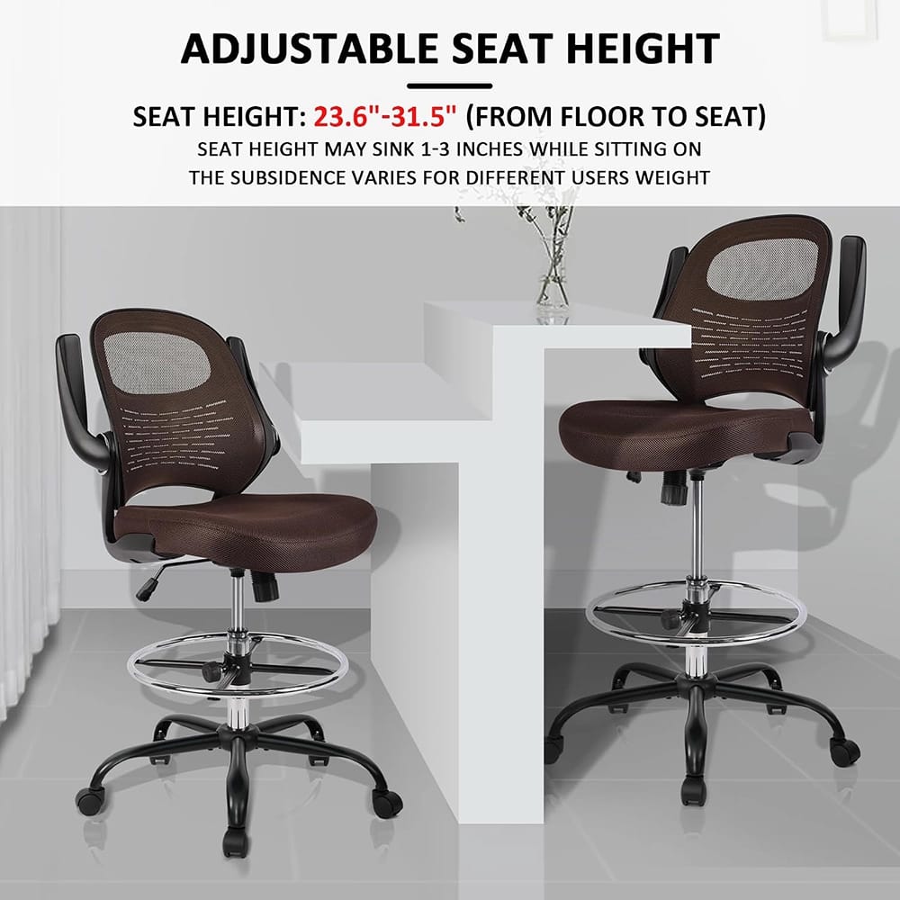 HYLONE Tall Drafting Chair, Brown
