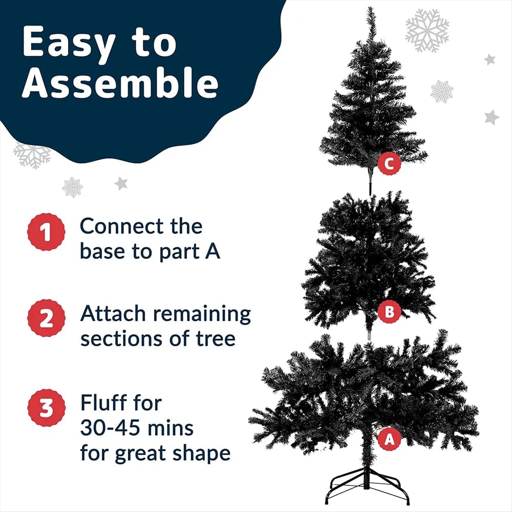 Prextex 6' Premium Artificial Christmas Tree, Black