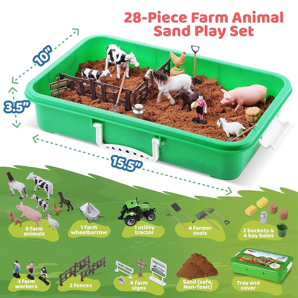 Dazmers Farm Animal Toys Sand Play Set