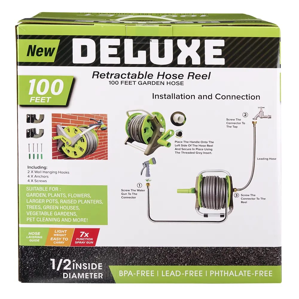 Deluxe Retractable Hose Reel, 100'