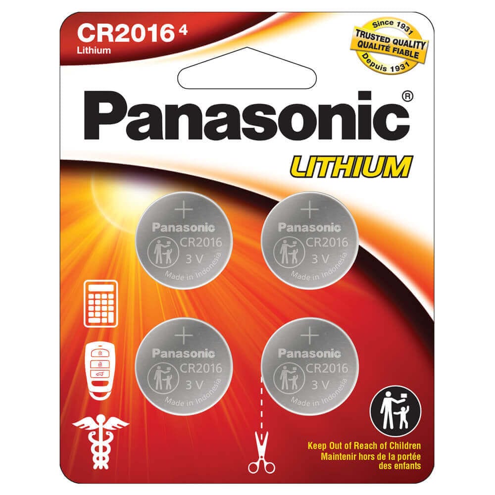 Panasonic Lithium CR2016 Batteries, 4-Count