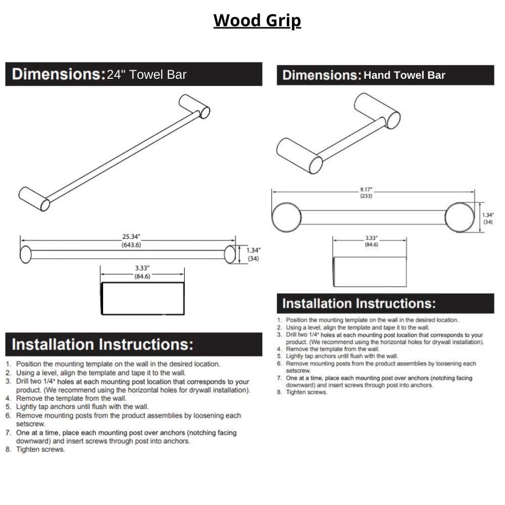 Wood Grip 4-Piece Bathroom Hardware Accessory, Brushed Nickel