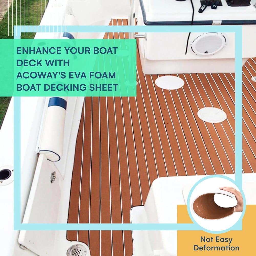 ACOWAY Foam Boat Flooring Decking Sheet 16"x 94'', Brown