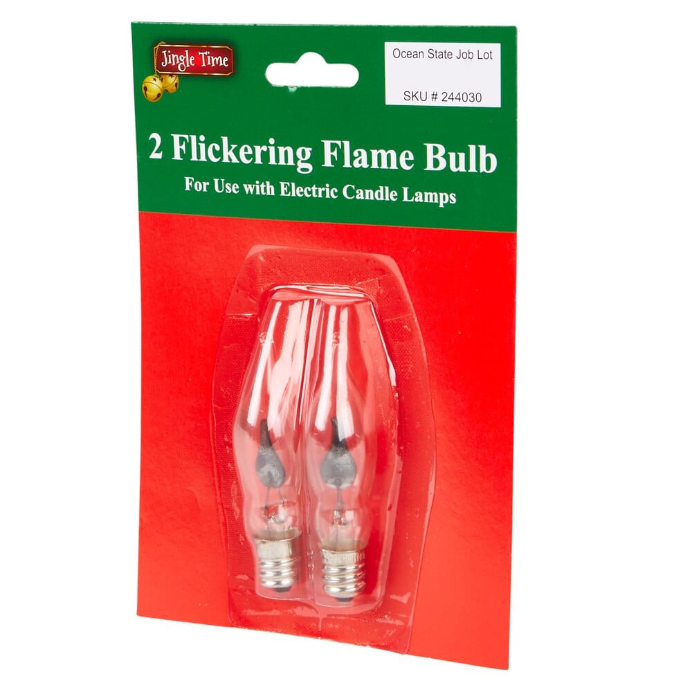 Jingle Time Flickering Flame Replacement Bulbs, 2-Count