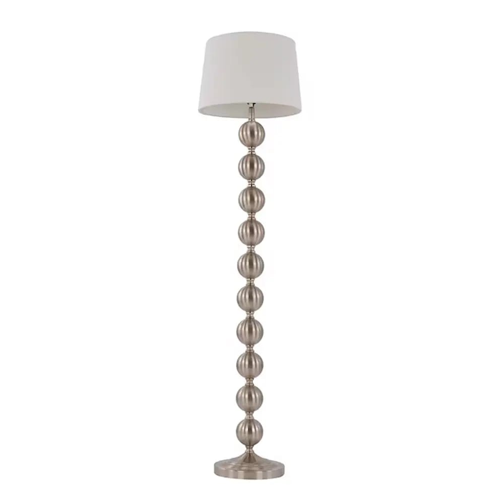 Allen + Roth Hatton Shaded Floor Lamp, Brushed Nickel