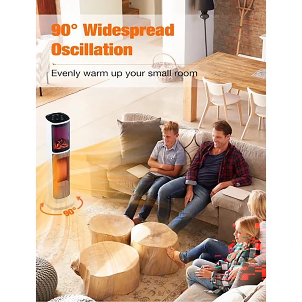 Toscana Electric Space Heater Tower with 3D Flame, White